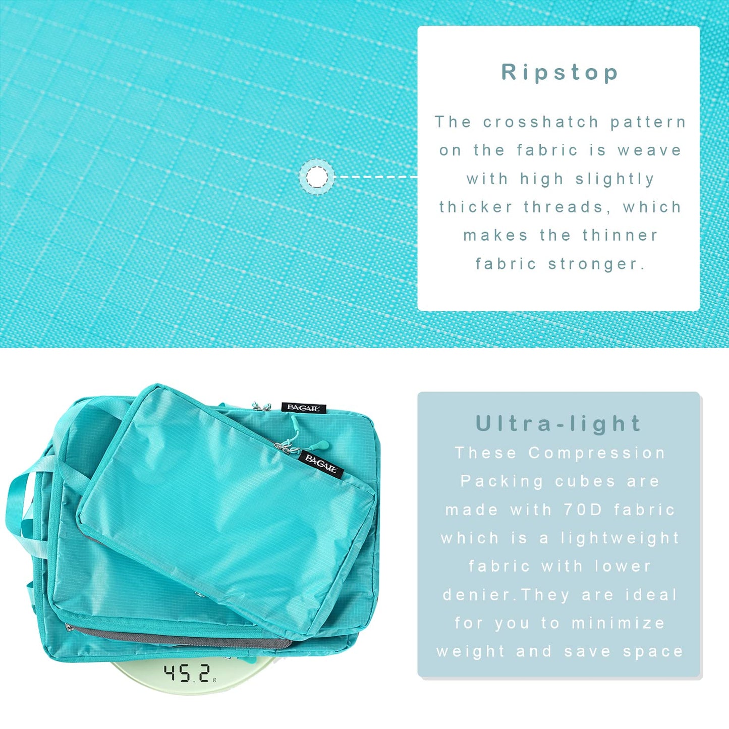 BAGAIL Travel Compression Cubes Set for Packing Ease