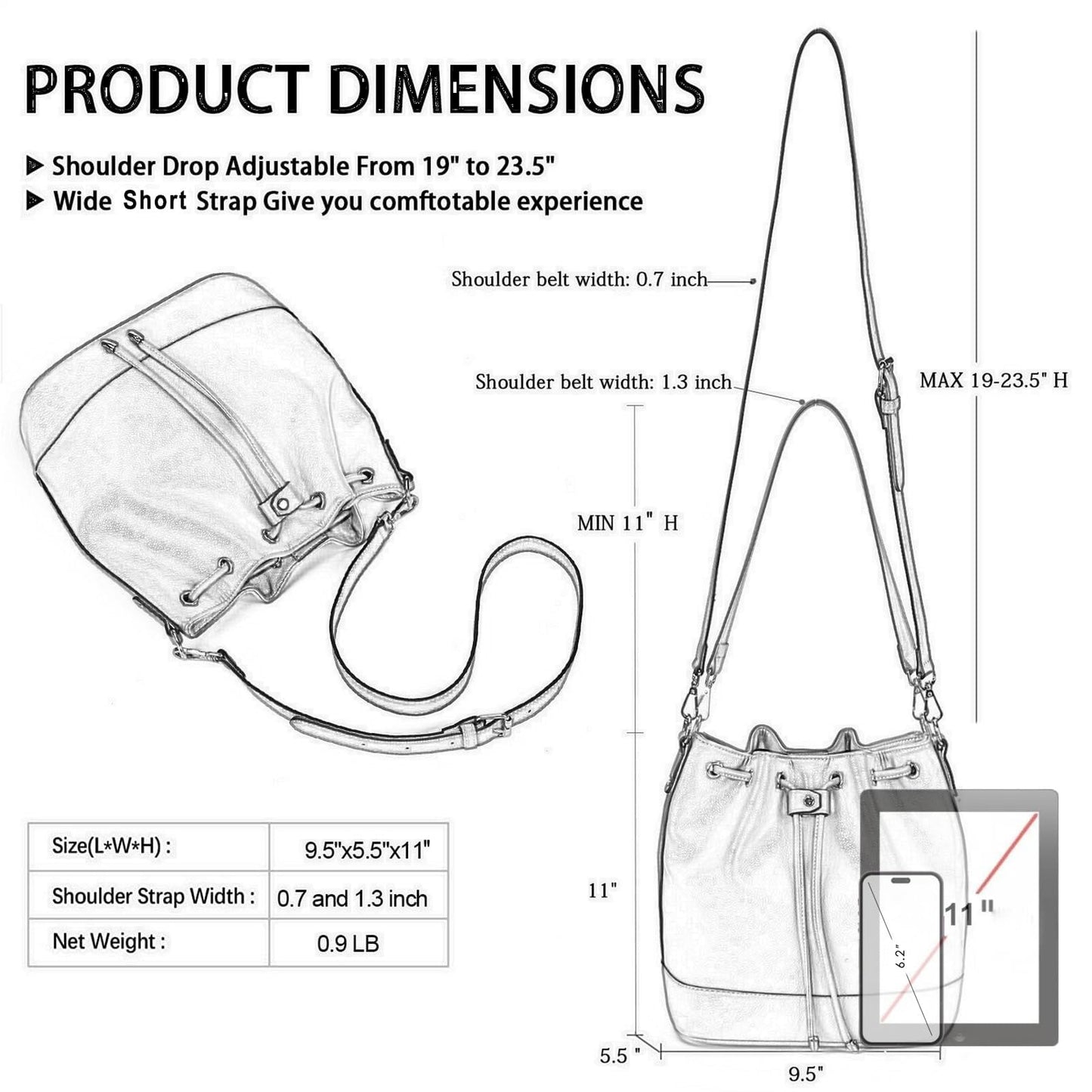 AFKOMST Chic Leather Bucket & Crossbody Bag Set