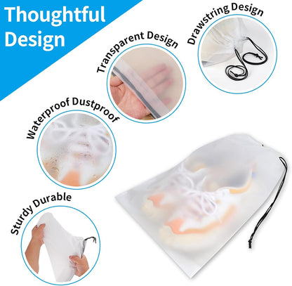 Travel Clear Shoe Bags - 5 Pack Waterproof Storage