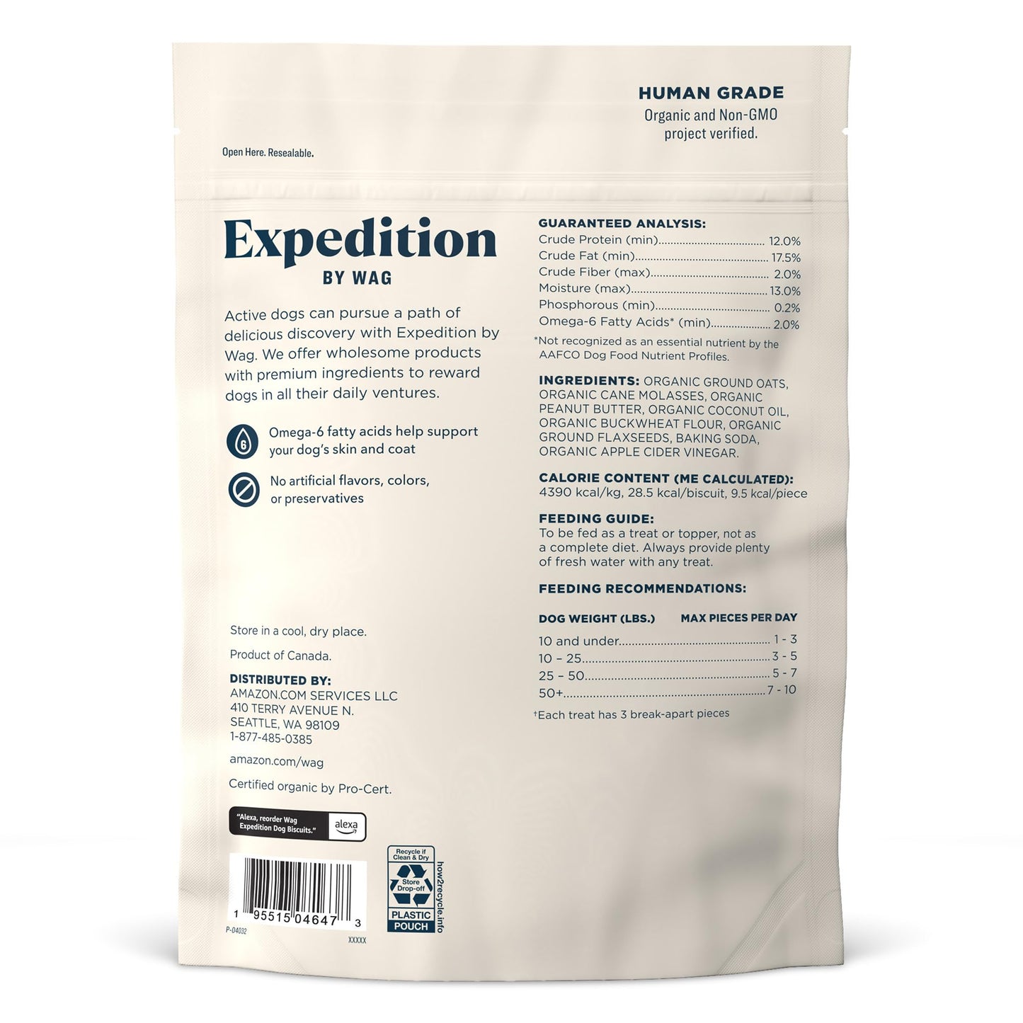 Wag Expedition Pumpkin Chia Dog Treats, Organic Biscuits