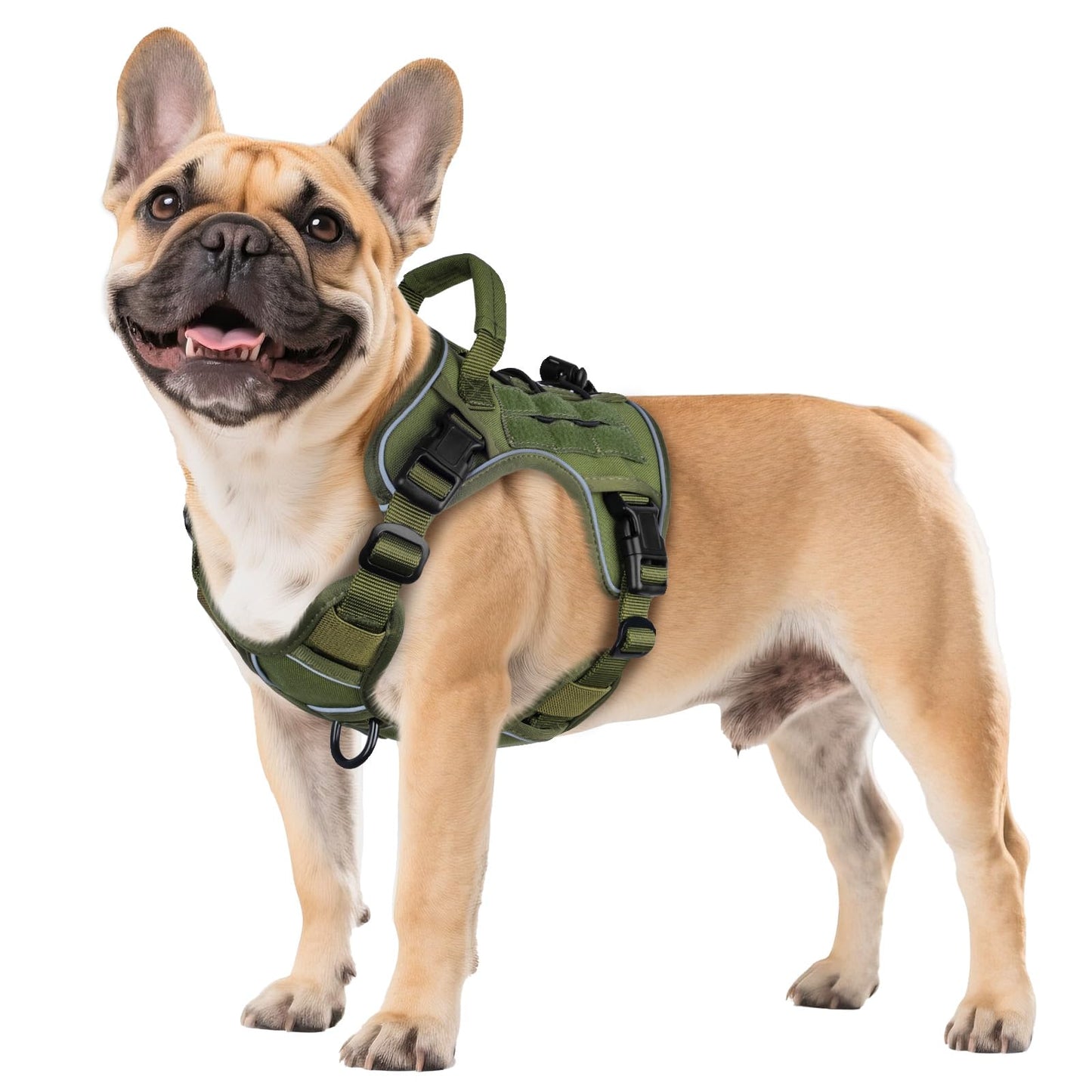 GuardianGrip Tactical Dog Vest - Large, Reflective, Green
