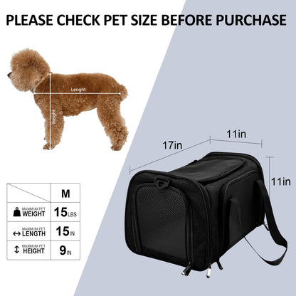 PawsVoyage: Grey TSA-Approved Pet Carrier (15lbs Max)