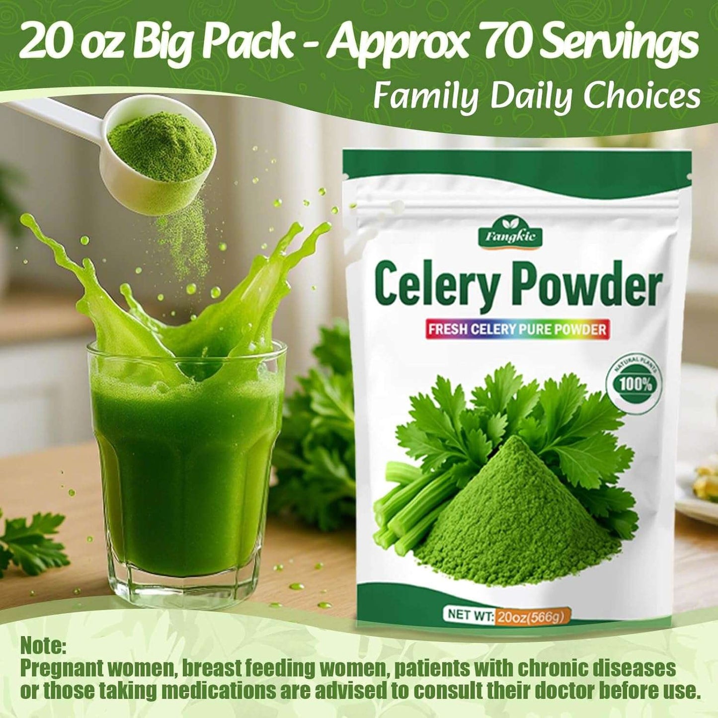 Fangkic Fresh Celery Juice Powder - 20 oz Natural Mix