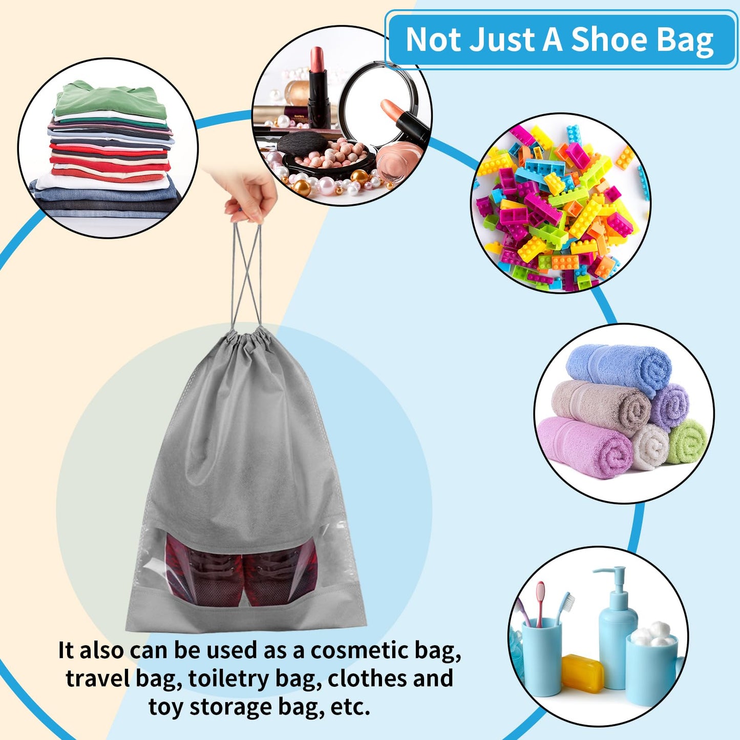 Travel Clear Shoe Bags - 5 Pack Waterproof Storage