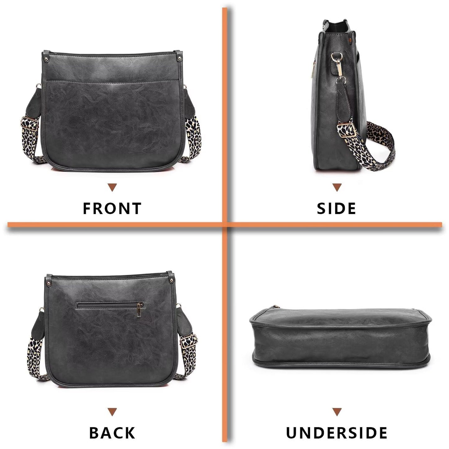 AUYOCO Chic Vegan Leather Crossbody Bag with Strap