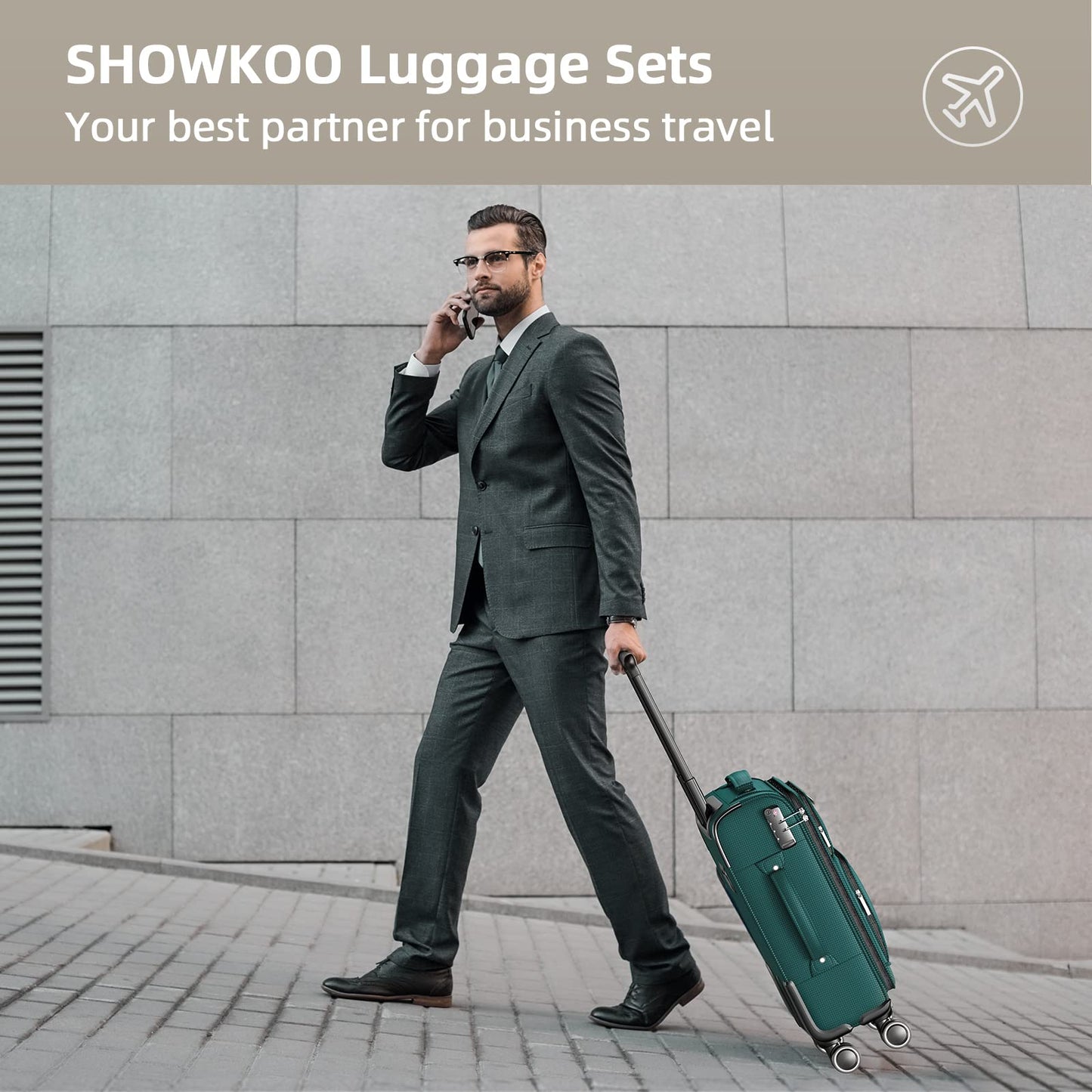 SHOWKOO Armygreen 3-Piece Expandable Luggage Set
