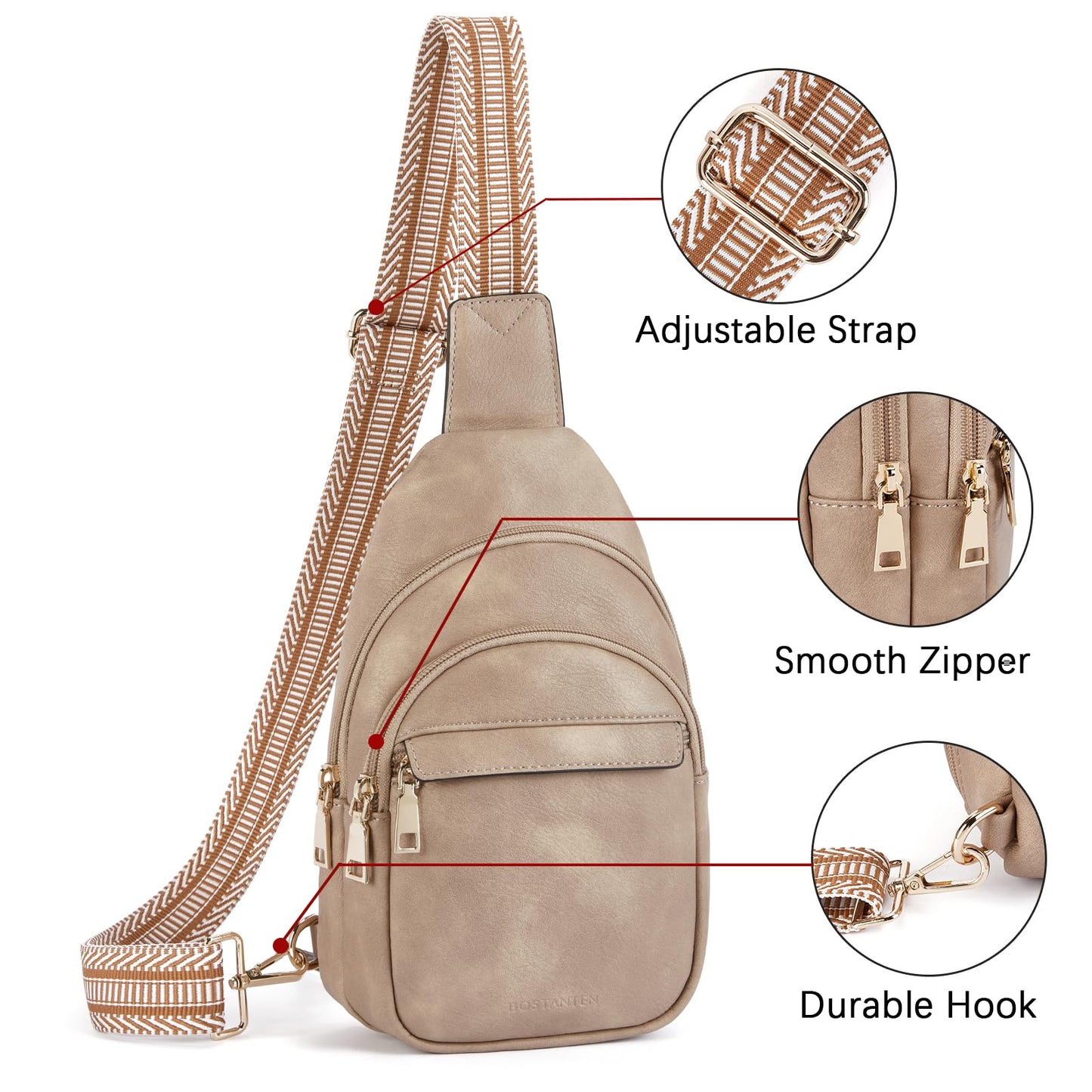 BOSTANTEN Chic Leather Crossbody Sling Bag