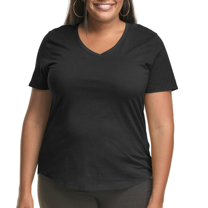 Hanes Plus Size V-Neck Cotton Tee for Women