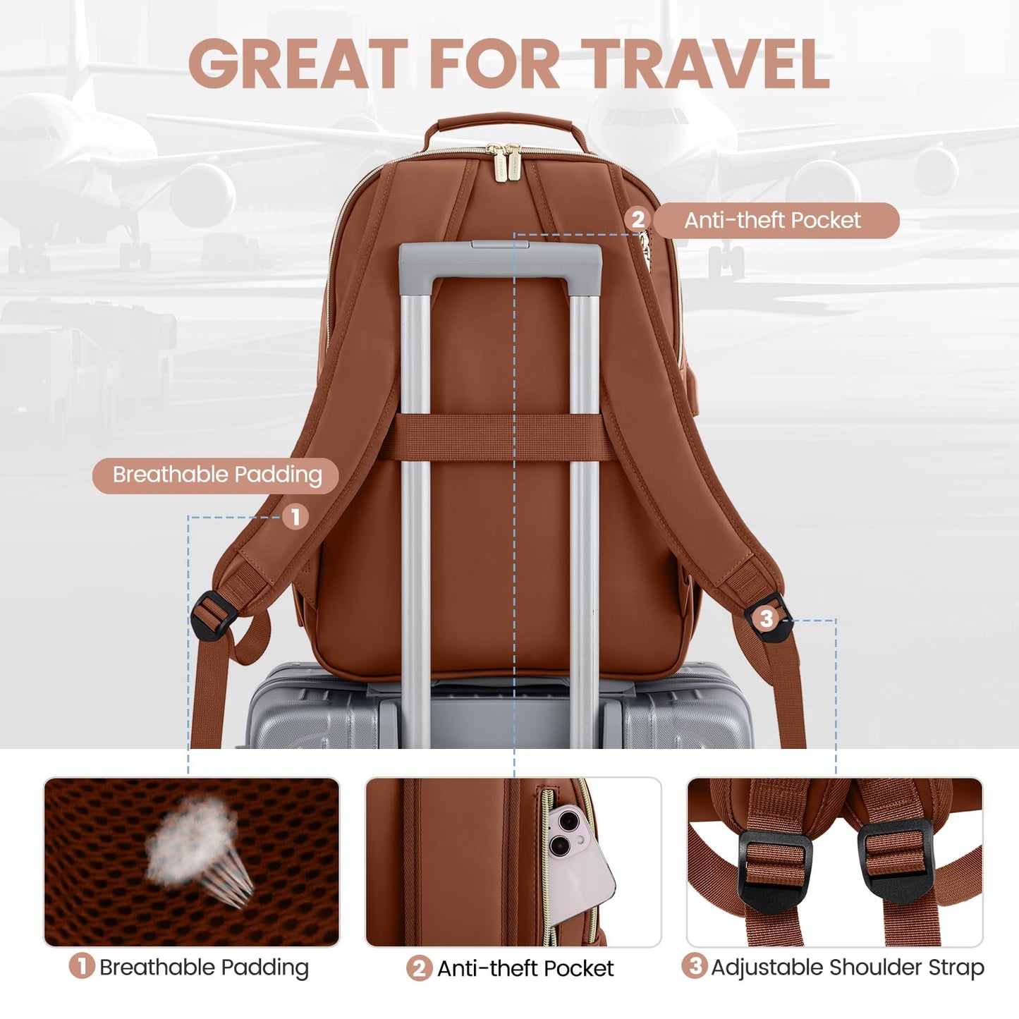 Chic Leather Laptop Backpack for Women - LoveVook