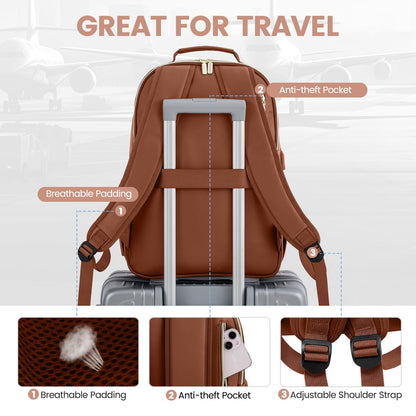 Chic Leather Laptop Backpack for Women - LoveVook