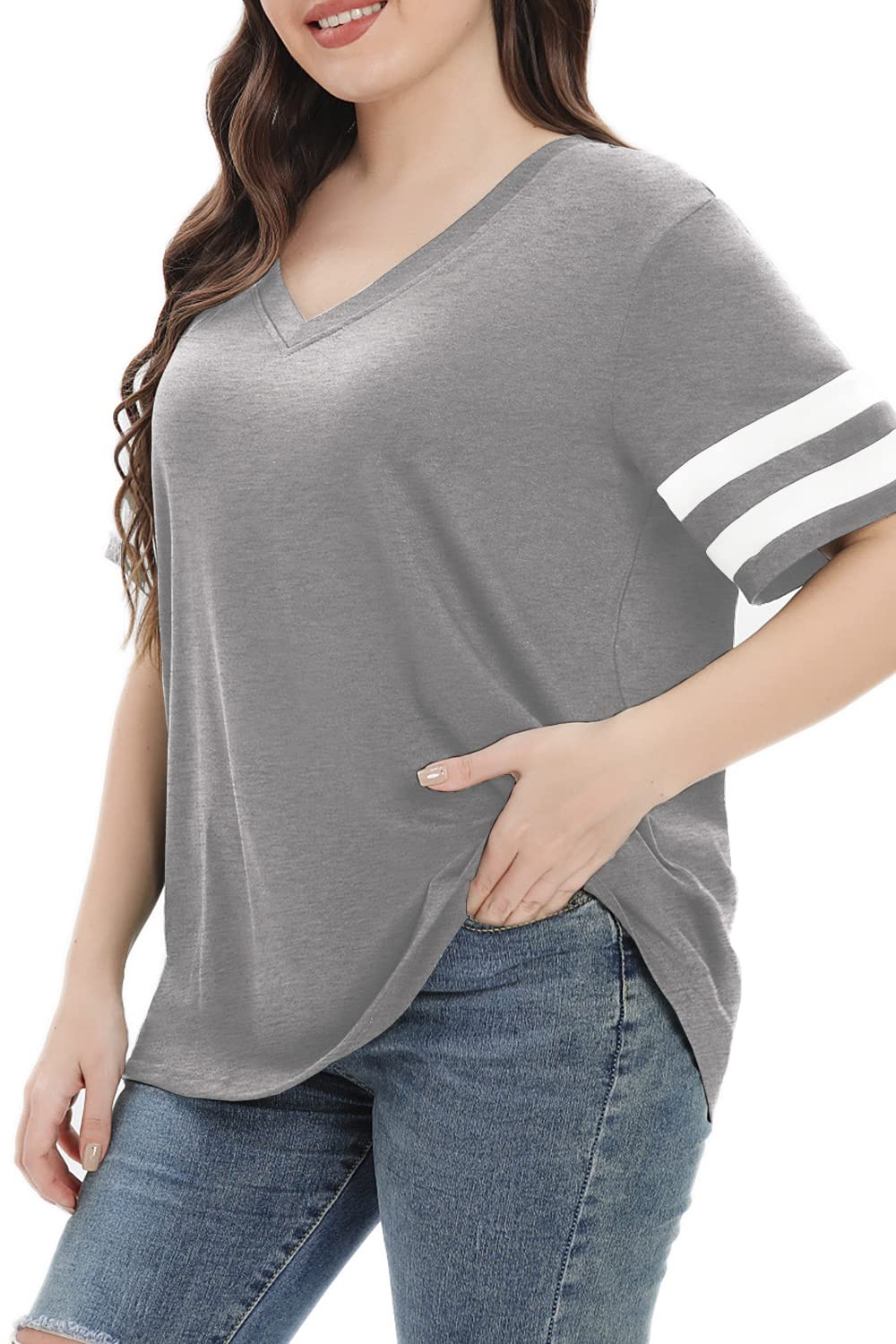 Summer V-Neck Plus Tunic Tee for Women 1X-5X