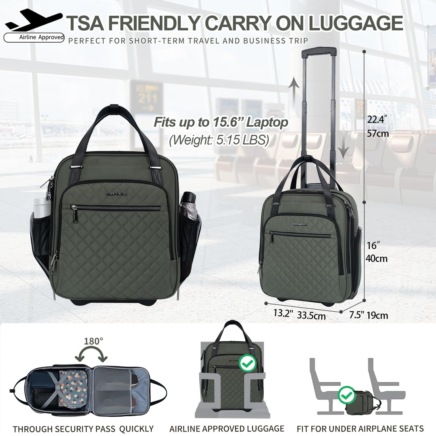 EMPSIGN 16 Wheeled Underseat Travel Bag