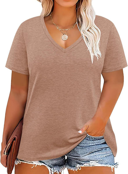 Floral V-Neck Plus Size Tunic Tops for Women