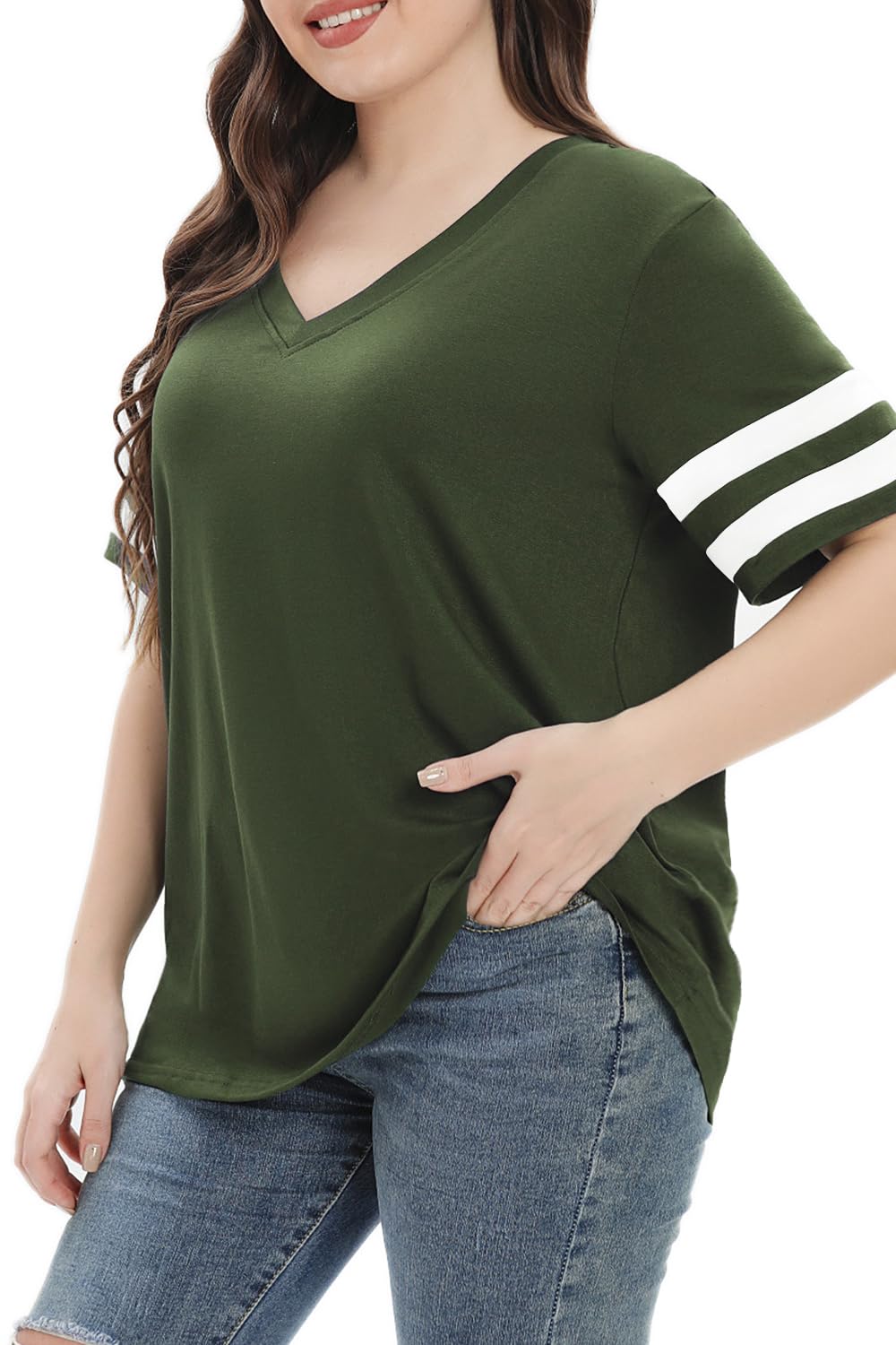 Summer V-Neck Plus Tunic Tee for Women 1X-5X