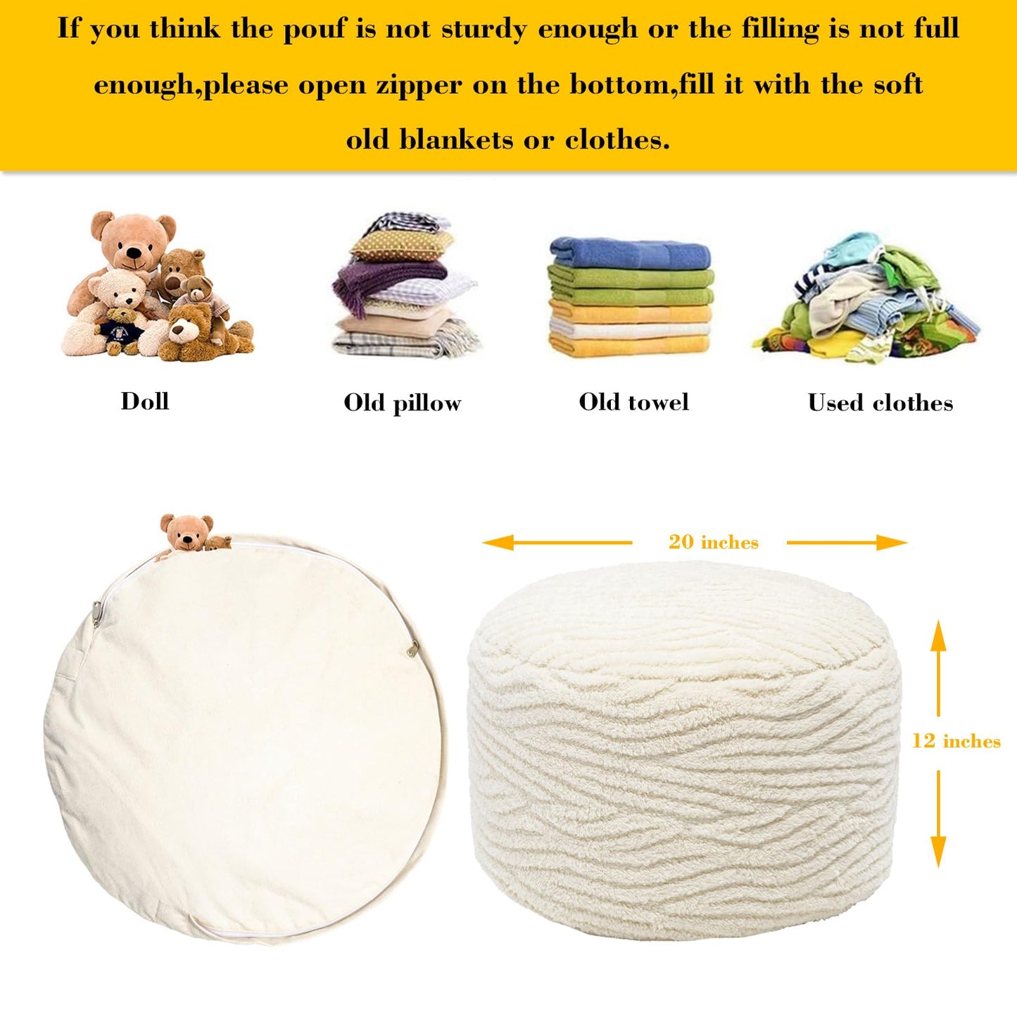 VersaPouf: Unstuffed Ottoman & Foot Rest Cover