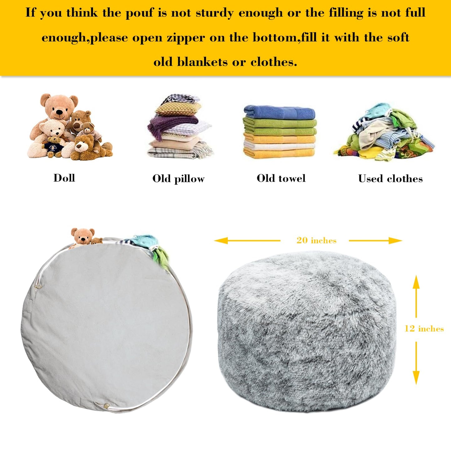 VersaPouf: Unstuffed Ottoman & Foot Rest Cover