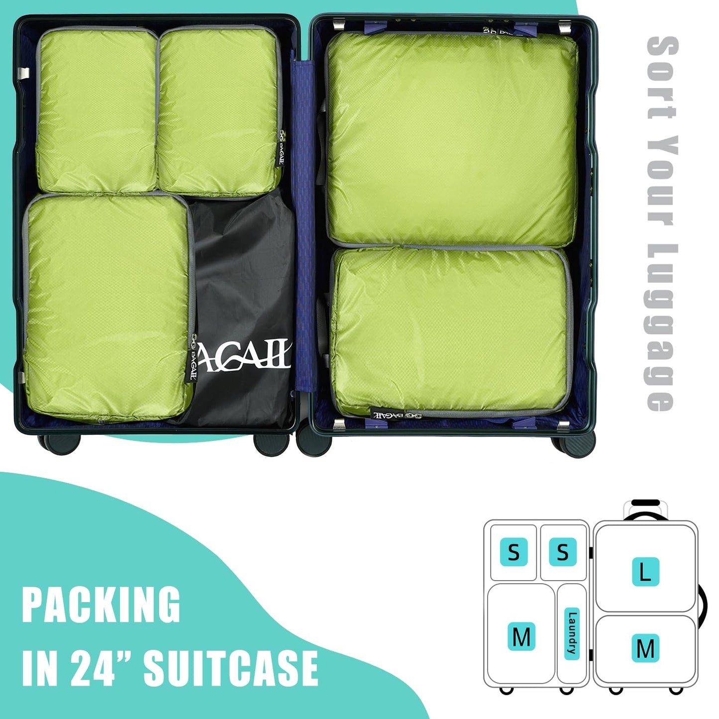 BAGAIL Travel Compression Cubes Set for Packing Ease