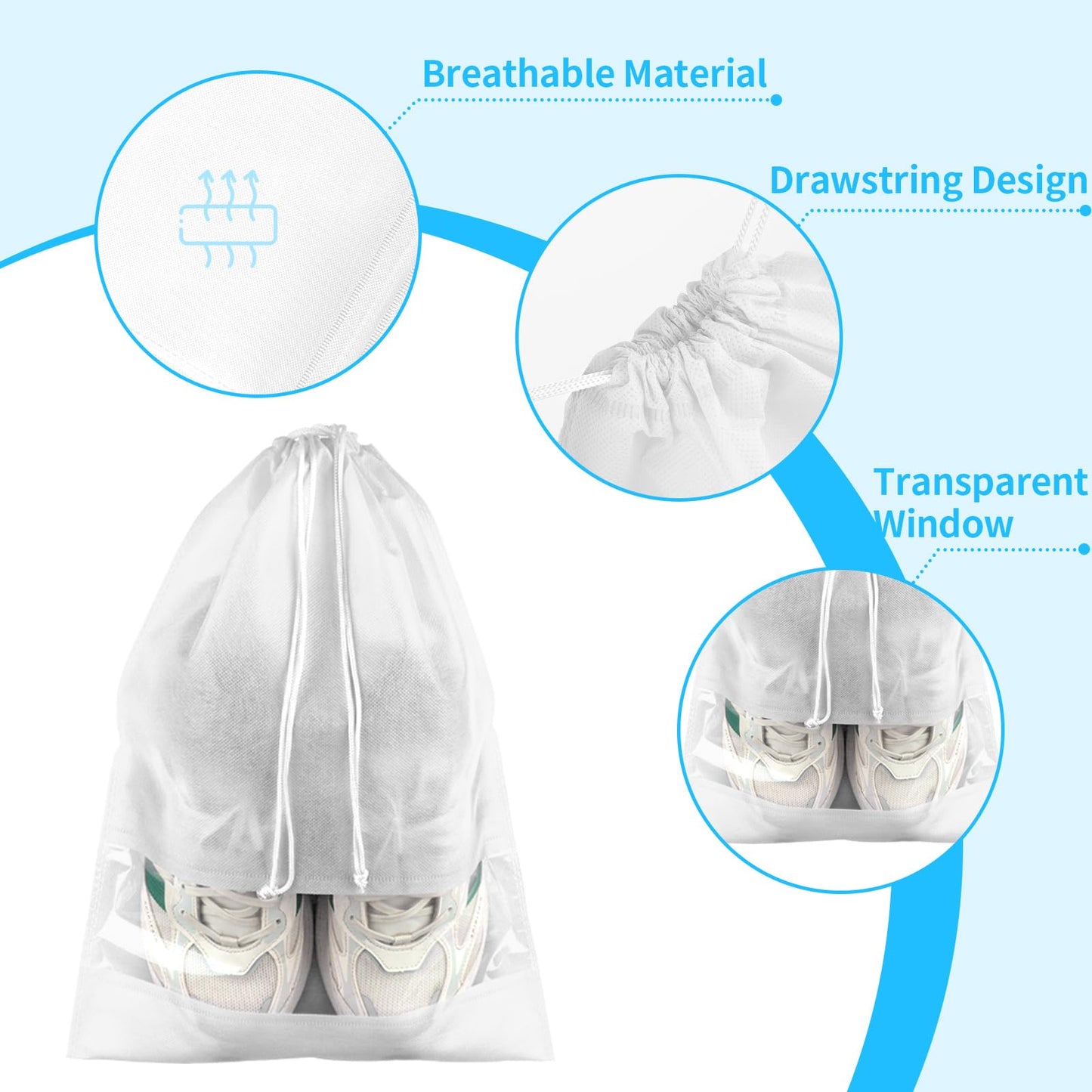 Clear View Travel Shoe Bags - 12 Pack