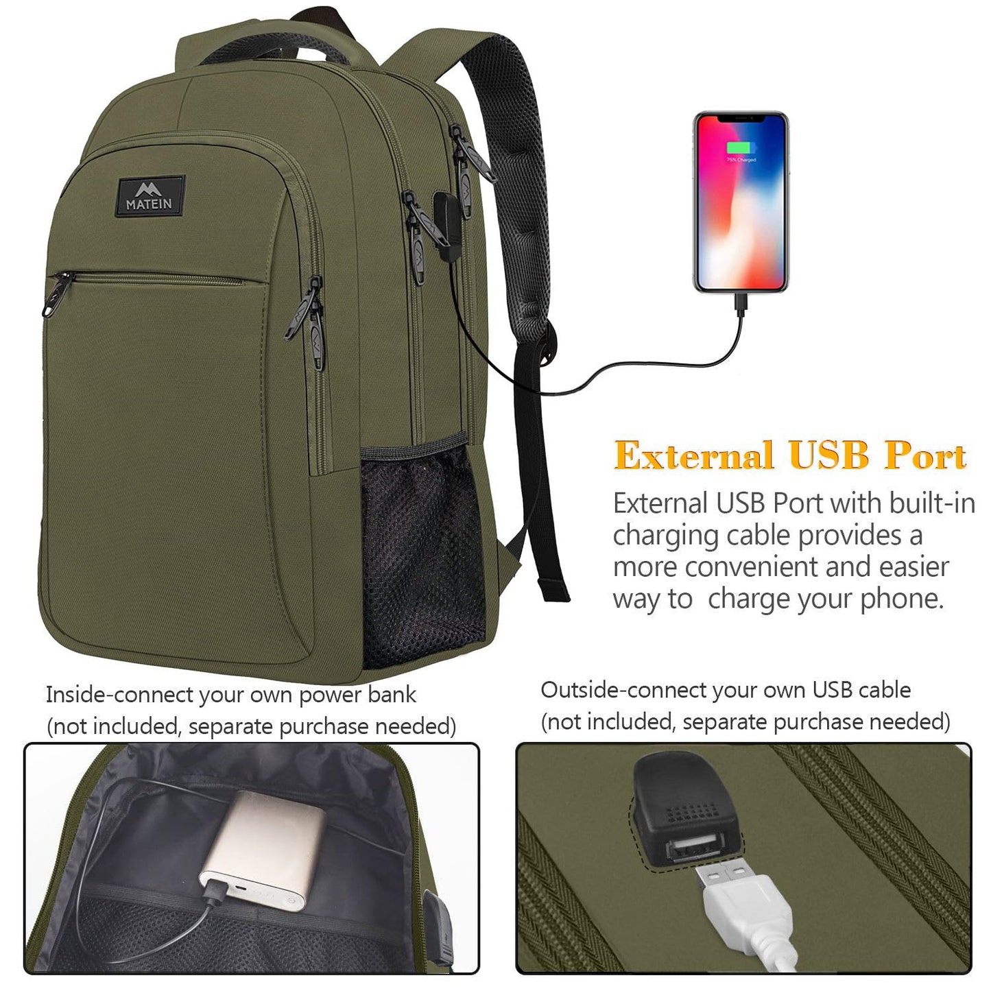 MATEIN SleekGuard Laptop Backpack with USB Port