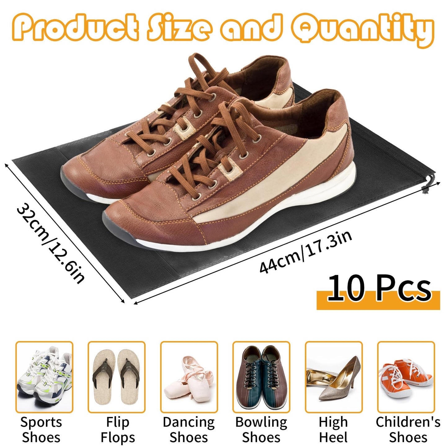 Travel Clear Shoe Bags - 5 Pack Waterproof Storage