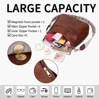 AUYOCO Chic Vegan Leather Crossbody Bag with Strap