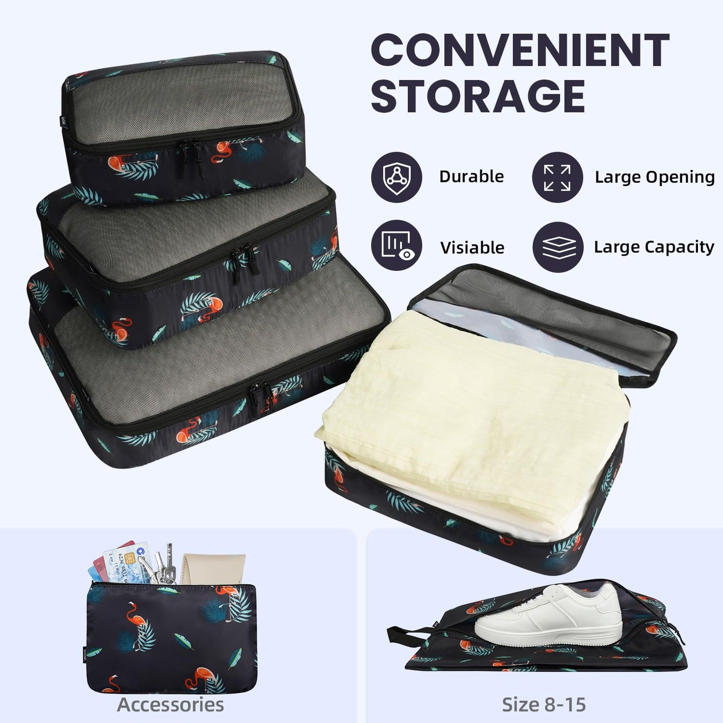 BAGAIL Travel Cubes: 8/9 Set Packing Organizers