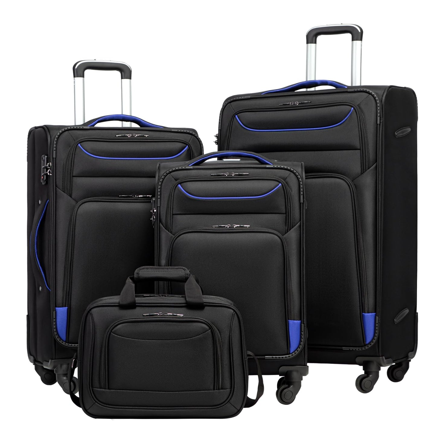 Coolife 4-Piece Softshell Spinner Luggage Set