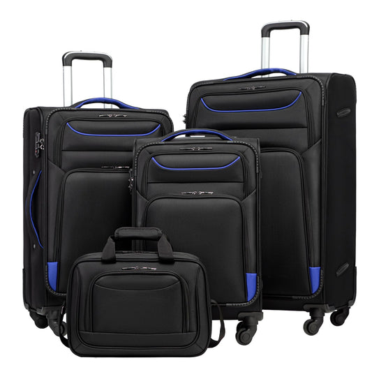 Coolife 4-Piece Softshell Spinner Luggage Set