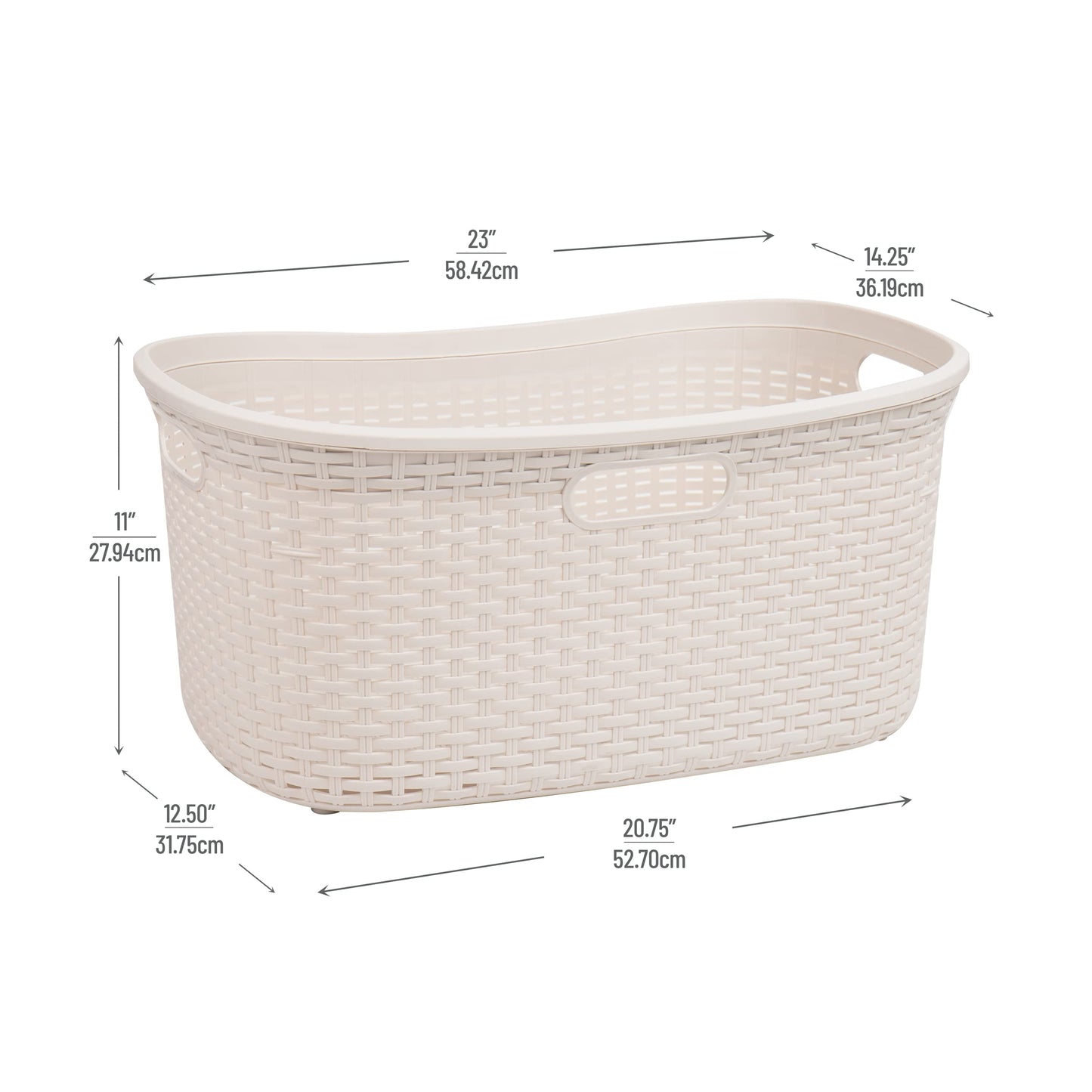 Ivory Wicker Mind Reader 40L Laundry Basket