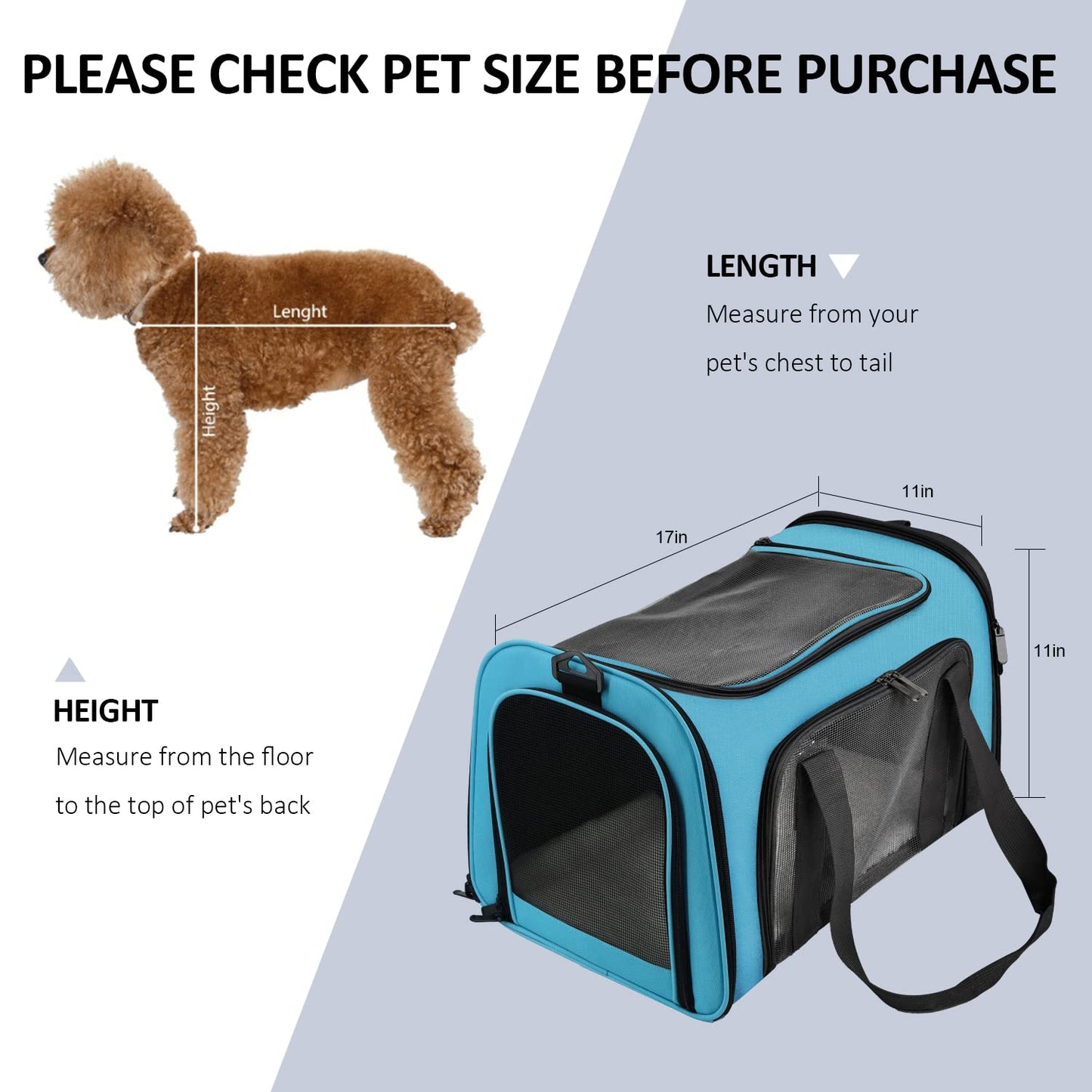 PawsVoyage: Grey TSA-Approved Pet Carrier (15lbs Max)