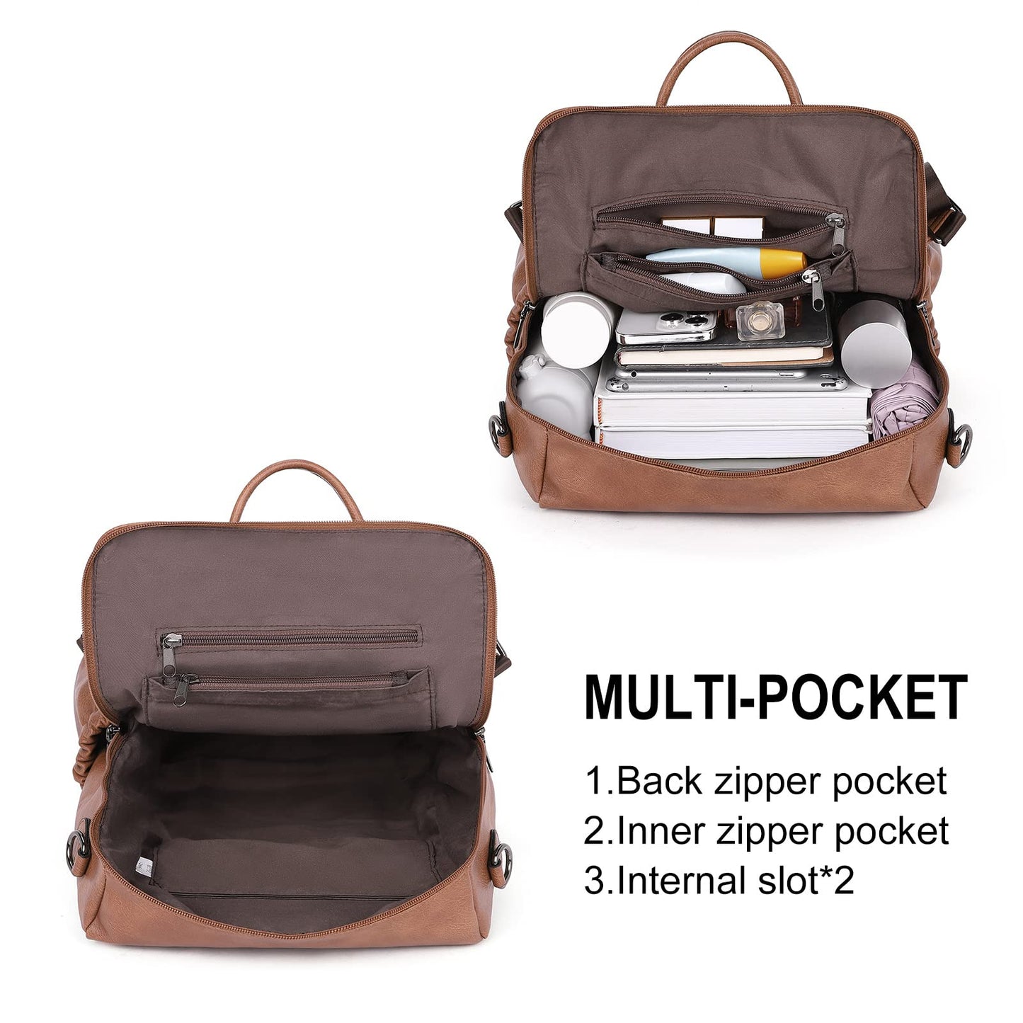 DUO-TONE Luxe Women's Leather Travel Backpack