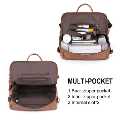 DUO-TONE Luxe Women's Leather Travel Backpack