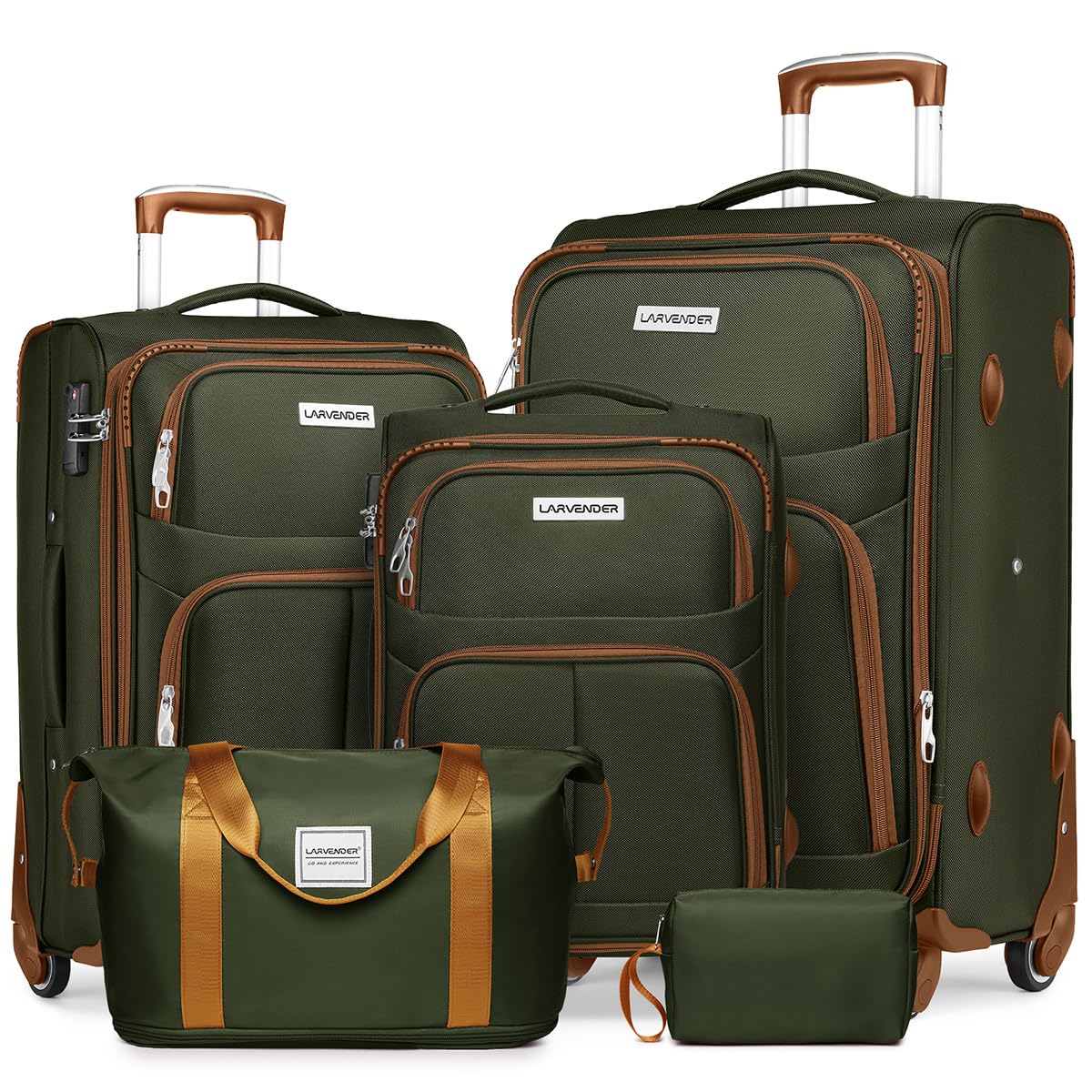 LARVENDER Expandable 5-Piece Spinner Luggage Set