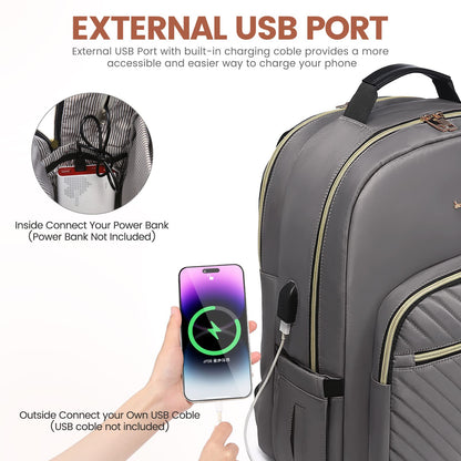 Chic Leather Laptop Backpack for Women - LoveVook