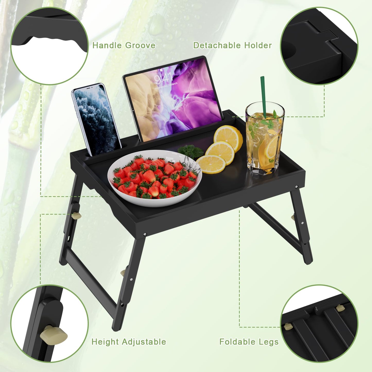 Artmeer Bamboo Foldable Bed & Laptop Tray - 2 Pack