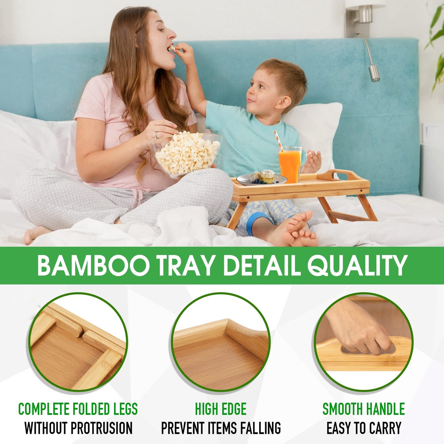 Artmeer Bamboo Foldable Bed & Laptop Tray - 2 Pack