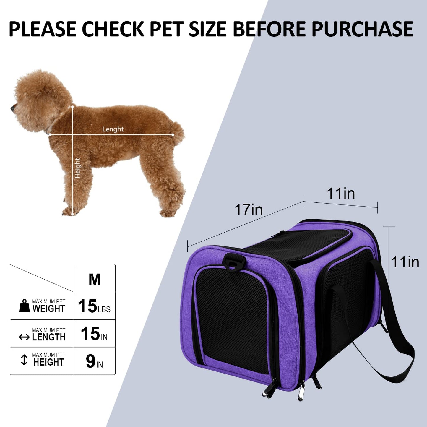 PawsVoyage: Grey TSA-Approved Pet Carrier (15lbs Max)