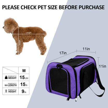 PawsVoyage: Grey TSA-Approved Pet Carrier (15lbs Max)