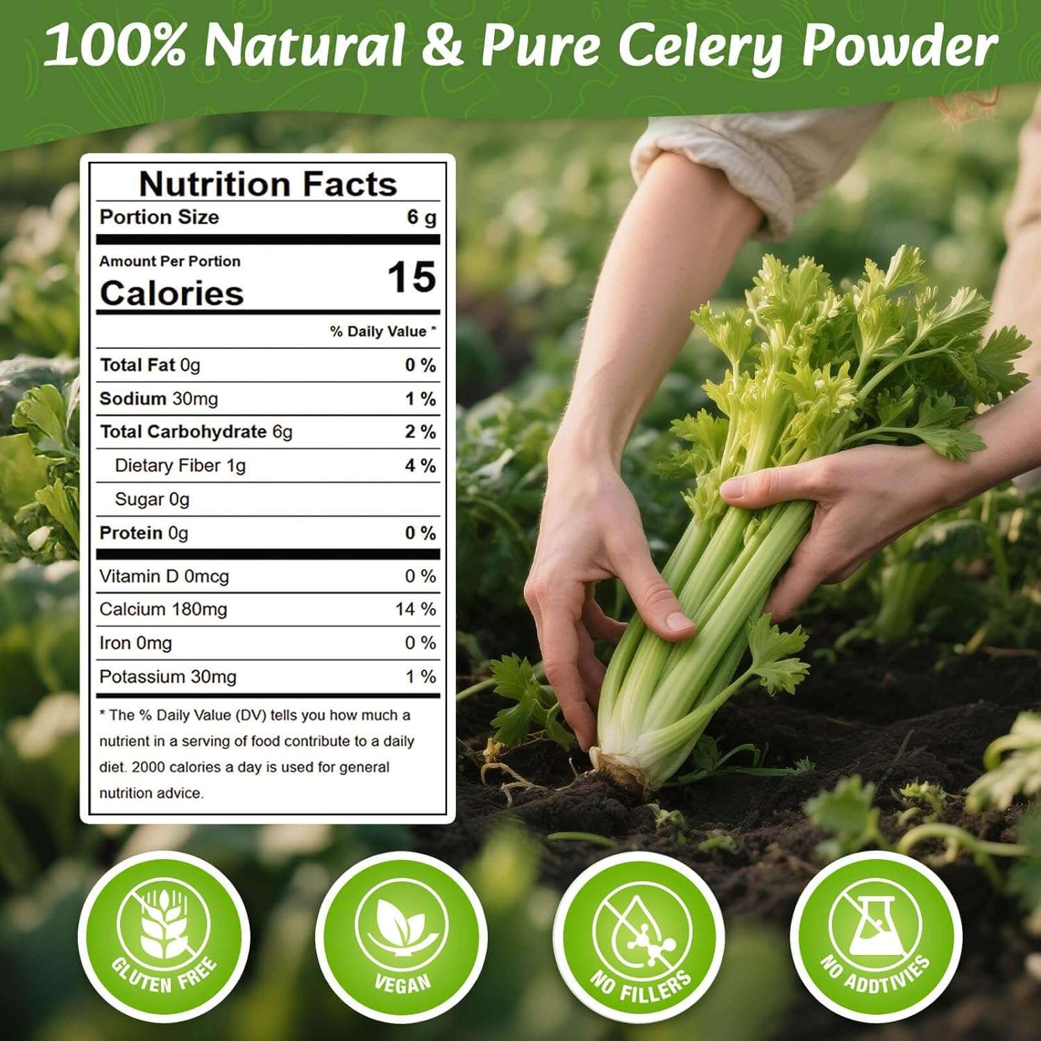 Fangkic Fresh Celery Juice Powder - 20 oz Natural Mix