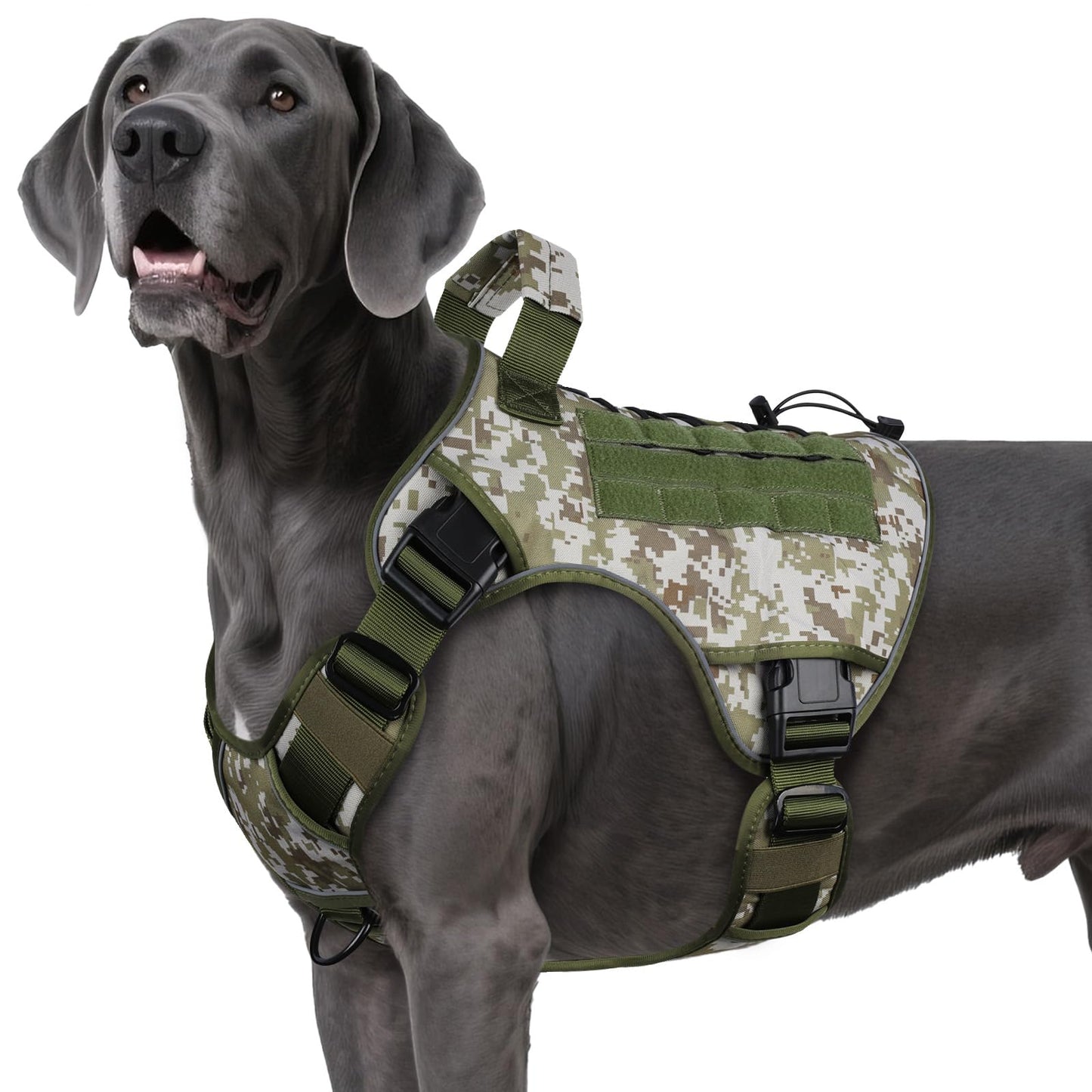 GuardianGrip Tactical Dog Vest - Large, Reflective, Green