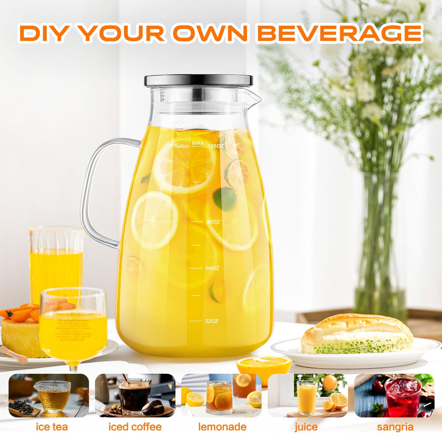 Aofmee Stainless Precision Pitcher - 68oz Borosilicate