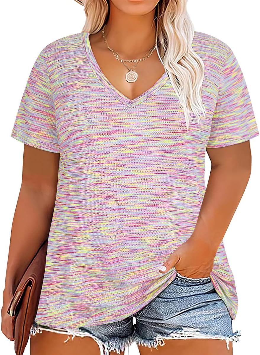 Floral V-Neck Plus Size Tunic Tops for Women