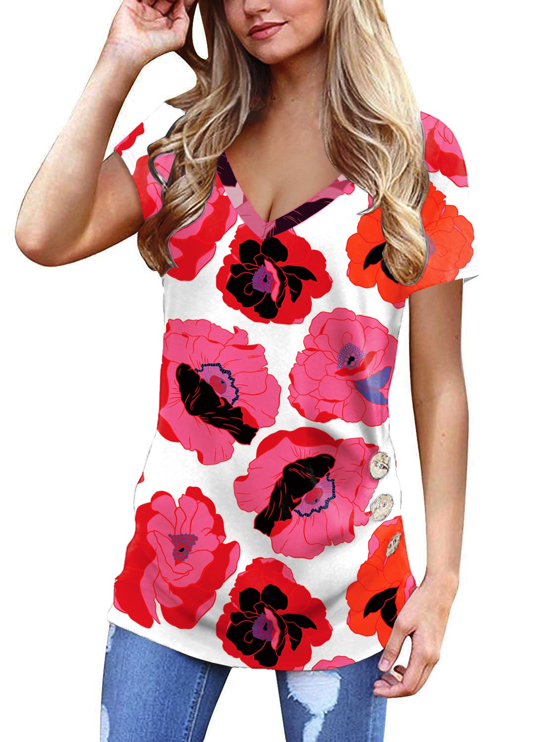 Jescakoo V-Neck Summer Tunic for Women