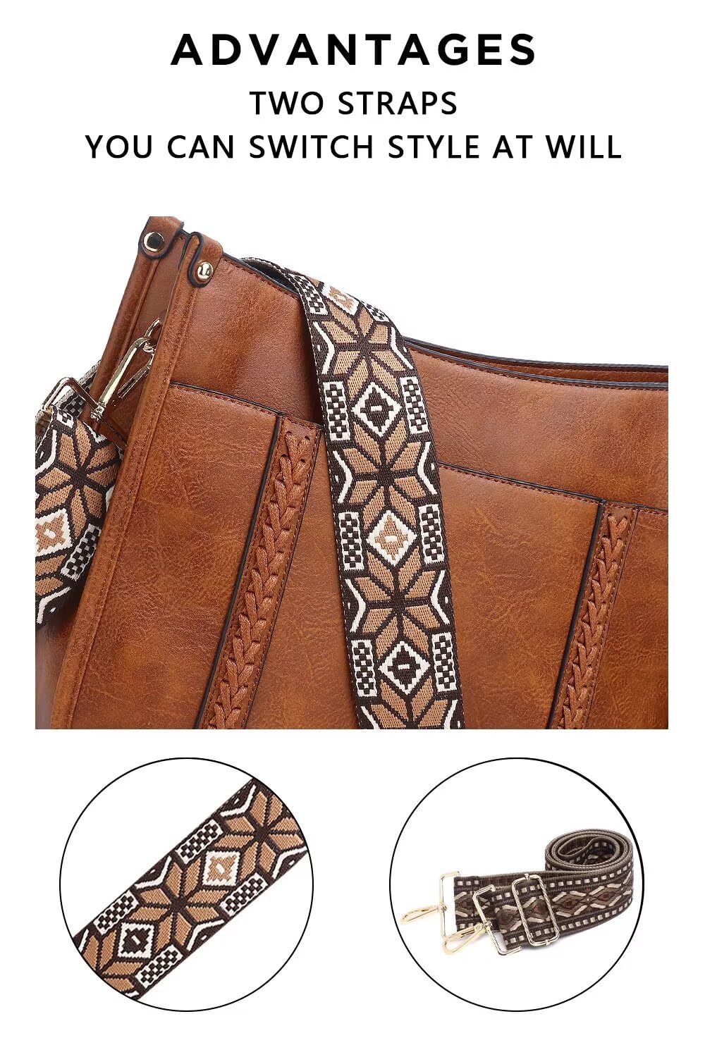 AUYOCO Chic Vegan Leather Crossbody Bag with Strap