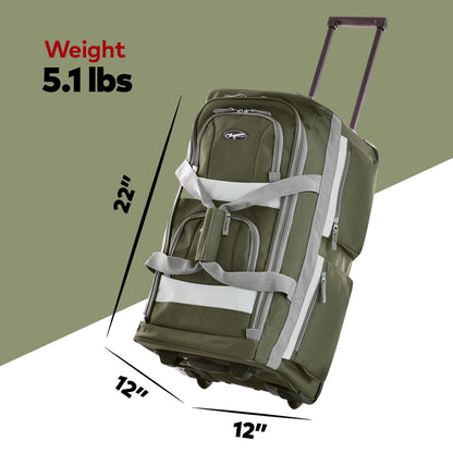 Olympia 22 Max Wheeled Duffel: 8-Pocket Water-Resist