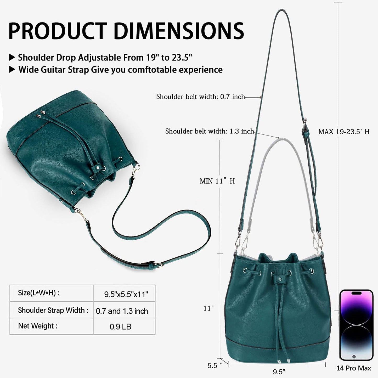 AFKOMST Chic Leather Bucket & Crossbody Bag Set