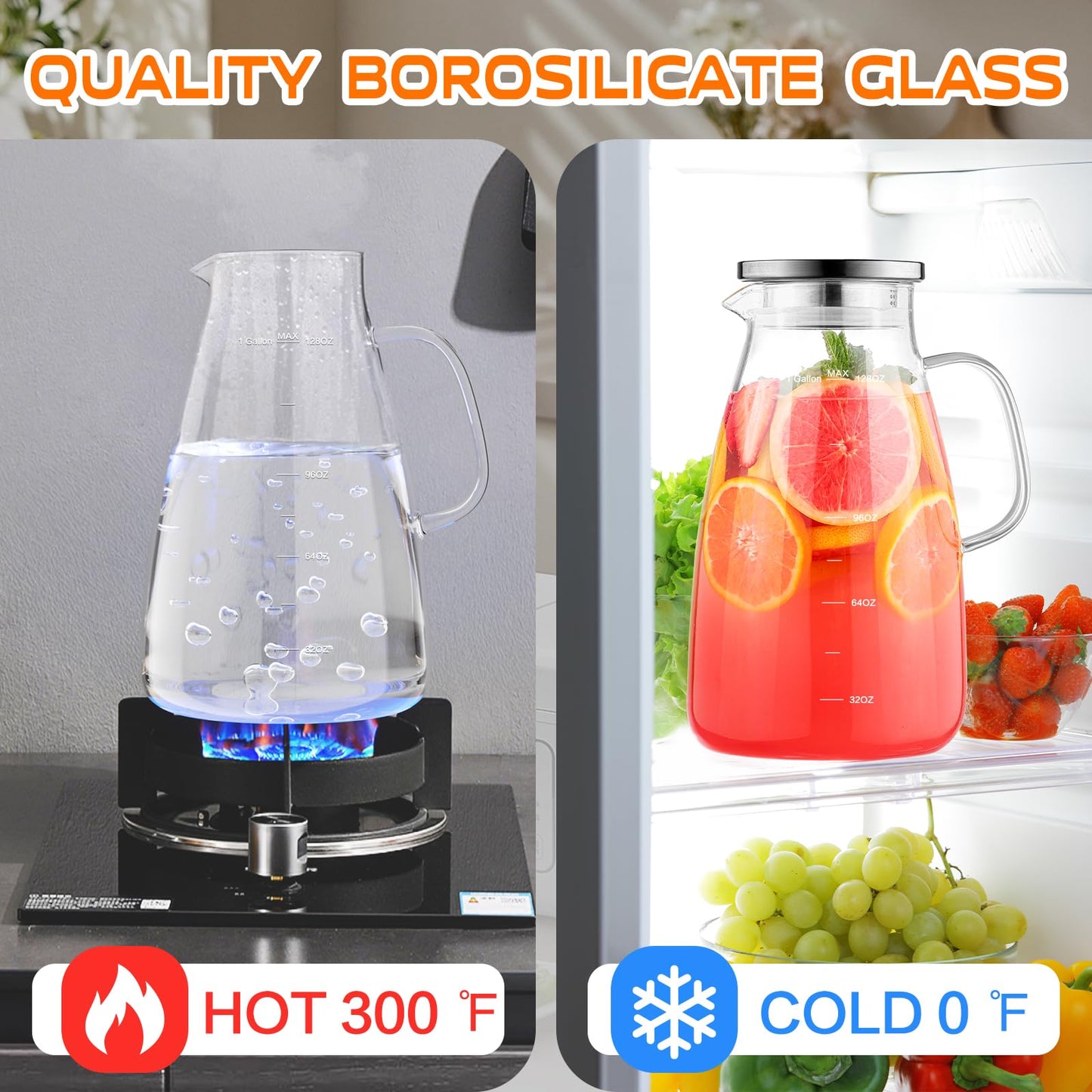 Aofmee Stainless Precision Pitcher - 68oz Borosilicate