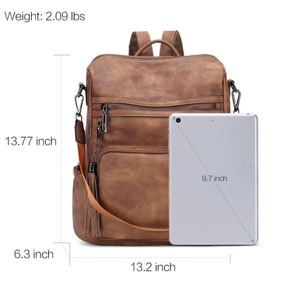 DUO-TONE Luxe Women's Leather Travel Backpack