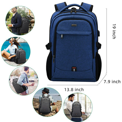 DUSLANG Travel Laptop Backpack with USB Port - Black