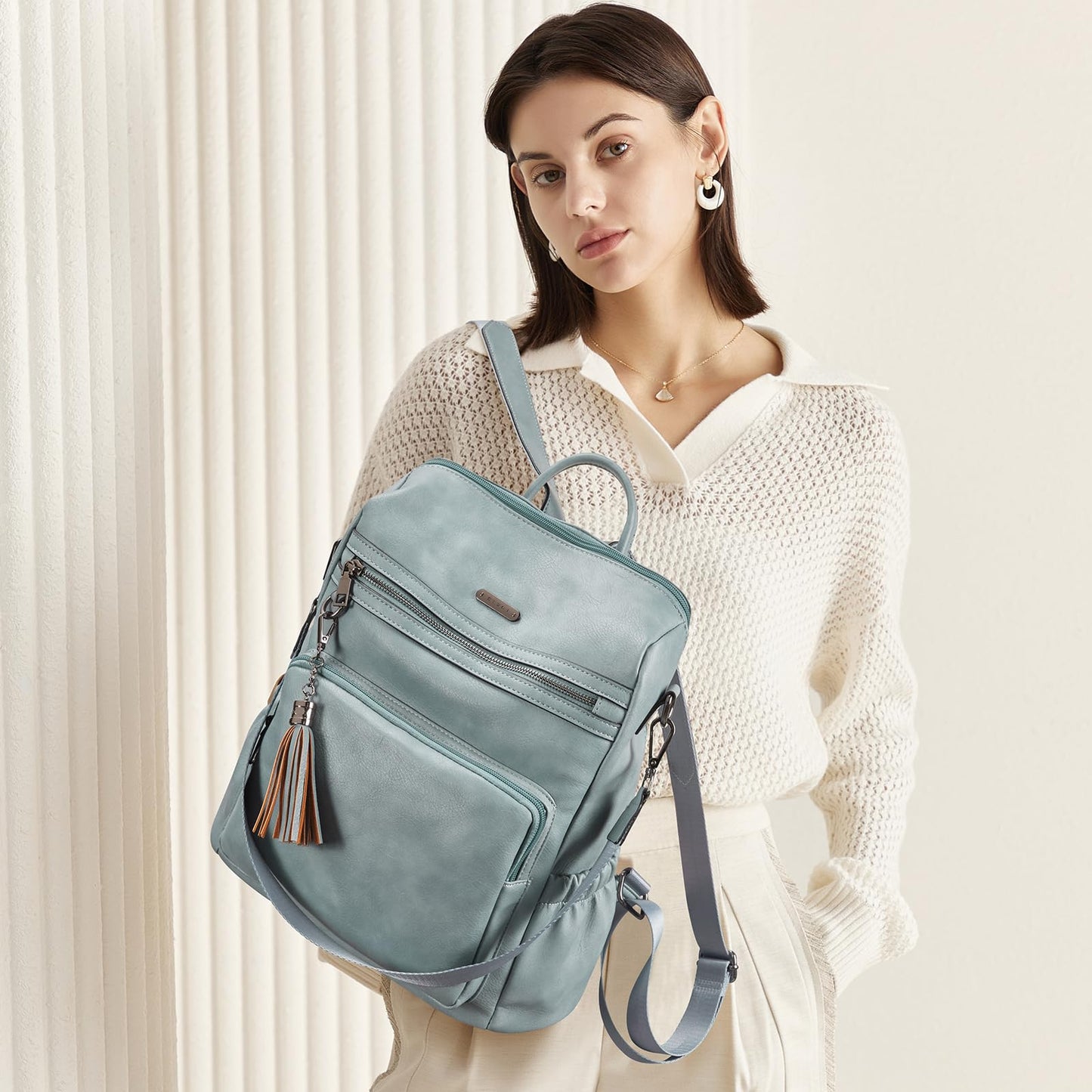 DUO-TONE Luxe Women's Leather Travel Backpack